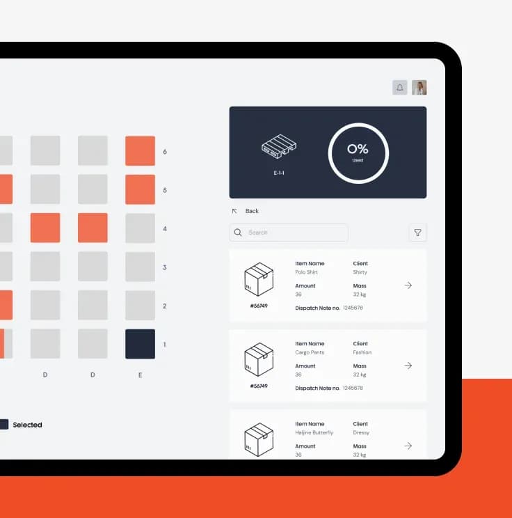 HLogistics dashboard preview on tablet